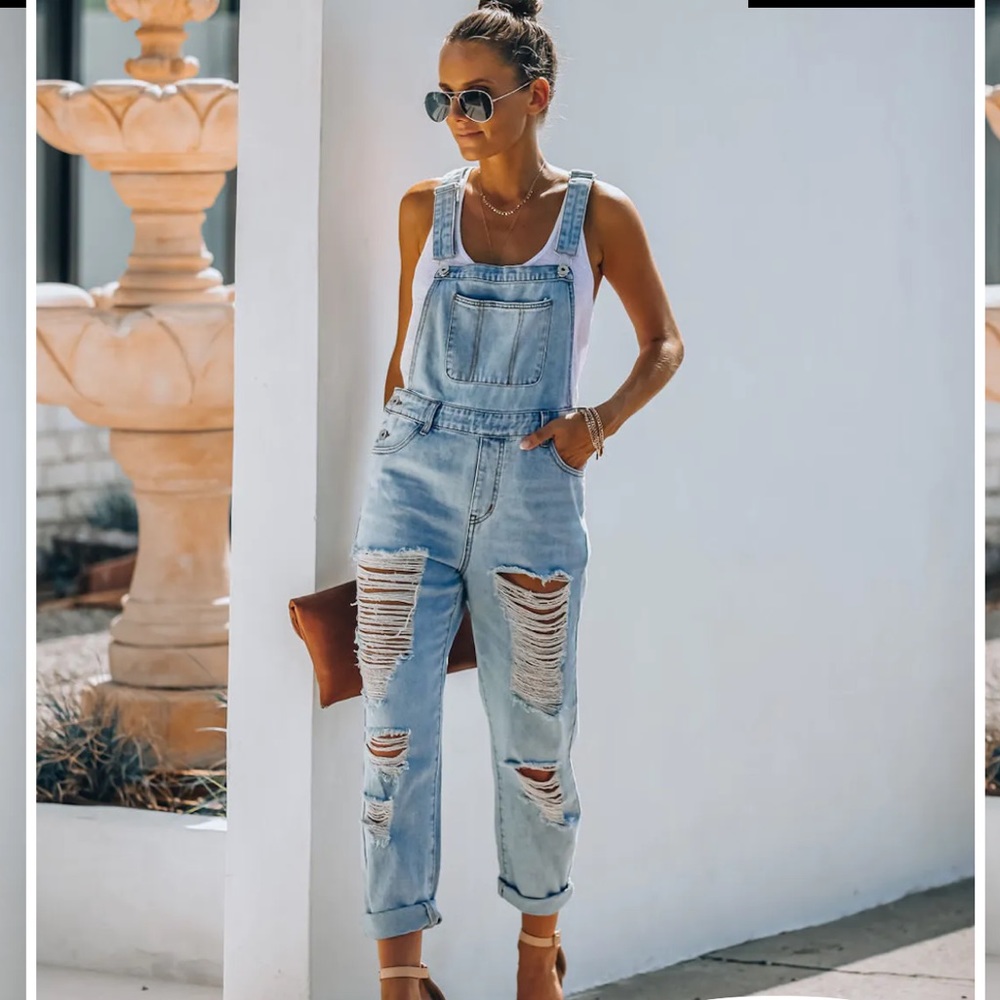 Vici Collection Distressed Overalls. NWT. Size Large
